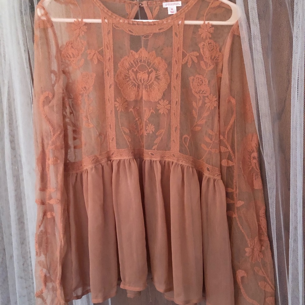 Long sleeve shear top